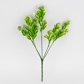 Искусственная зеленая ветвь с белыми соцветиями, 32 см ᐒ купить на  ❤ Like7km.com.ua