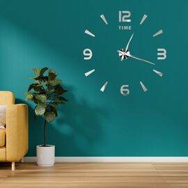 3Д часы настенные, серебряные, изображение 2 ᐒ купить на  ❤ Like7km.com.ua
