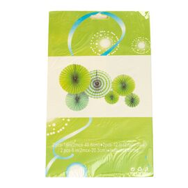 Набор з 6 бумажных вееров ,бело-зеленых ᐒ купить на  ❤ Like7km.com.ua