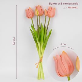 Букет латексных тюльпанов, 5 бутонов, розовый, 50 см ᐒ купить на  ❤ Like7km.com.ua