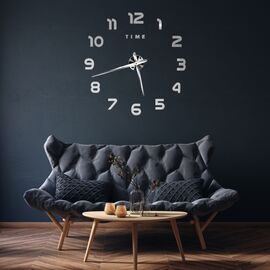 3Д часы настенные, серебряные, изображение 2 ᐒ купить на  ❤ Like7km.com.ua