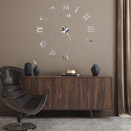 3Д часы настенные, серебряные, изображение 2 ᐒ купить на  ❤ Like7km.com.ua