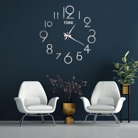 3Д часы настенные, серебряные, изображение 2 ᐒ купить на  ❤ Like7km.com.ua