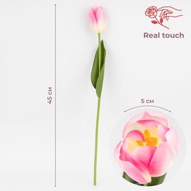 Искусственный тюльпан с эффектом живого прикосновения, кремово-розовый, 45 см ᐒ купить на  ❤ Like7km.com.ua