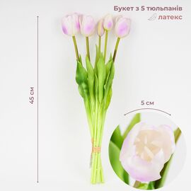 Букет латексных тюльпанов, 5 бутонов, бело-фиолетовый, 45 см ᐒ купить на  ❤ Like7km.com.ua