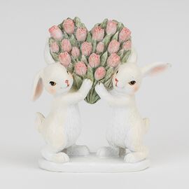 Статуэтка "Кролики с цветами", 14,5 см ᐒ купить на  ❤ Like7km.com.ua