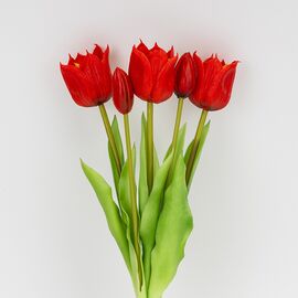 Букет латексных тюльпанов, 5 бутонов, красный, 38 см, изображение 2 ᐒ купить на  ❤ Like7km.com.ua