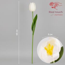 Искусственный тюльпан с эффектом живого прикосновения, белый, 45 см, изображение 4 ᐒ купить на  ❤ Like7km.com.ua