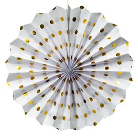 Набор з 8 бумажных вееров ,белый в золотой горох, изображение 2 ᐒ купить на  ❤ Like7km.com.ua