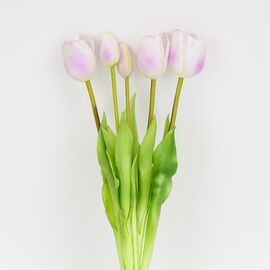 Букет латексных тюльпанов, 5 бутонов, бело-фиолетовый, 45 см, изображение 2 ᐒ купить на  ❤ Like7km.com.ua