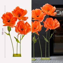 Большие ростовые декоративные цветы на стойке, красные, 165 см ᐒ купить на  ❤ Like7km.com.ua
