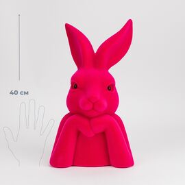 Фигурка флоковая "Пасхальный зайчик", темно-розовая, 40 см ᐒ купить на  ❤ Like7km.com.ua