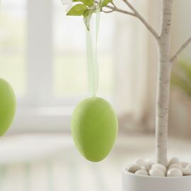 Набор из 6 подвесных флоковых крашанок, зеленый, 6 см ᐒ купить на  ❤ Like7km.com.ua