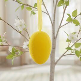 Набор из 6 подвесных флоковых крашанок, желтый, 6 см ᐒ купить на  ❤ Like7km.com.ua