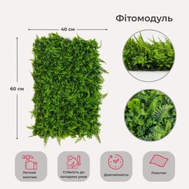 Фитомодуль искусственный "Папоротник", 40*60 cм ᐒ купить на  ❤ Like7km.com.ua
