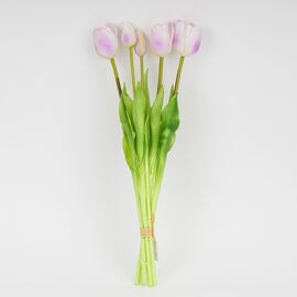 Букет латексных тюльпанов, 5 бутонов, бело-фиолетовый, 45 см, изображение 4 ᐒ купить на  ❤ Like7km.com.ua