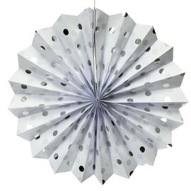 Набор з 8 бумажных вееров ,белый в серебрянный горох, изображение 2 ᐒ купить на  ❤ Like7km.com.ua