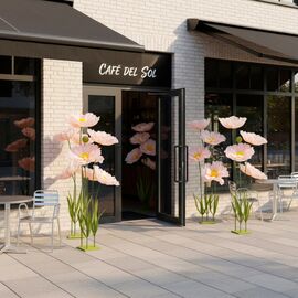 Большие ростовые декоративные цветы на стойке, бело-желтые, 165 см, изображение 5 ᐒ купить на  ❤ Like7km.com.ua