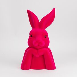 Фигурка флоковая "Пасхальный зайчик", темно-розовая, 40 см, изображение 3 ᐒ купить на  ❤ Like7km.com.ua