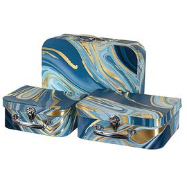 Набор с 3 коробок "Чемодан" синий ᐒ купить на  ❤ Like7km.com.ua