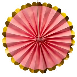 Набор з 6 бумажных вееров ,  розовый з золотой окантовкой, изображение 2 ᐒ купить на  ❤ Like7km.com.ua