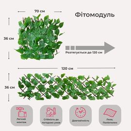 Декоративная панель из искусственной зелени и лозы "Фикус", 36*120 см, изображение 6 ᐒ купить на  ❤ Like7km.com.ua