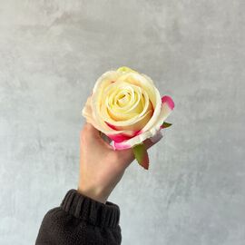 Головка розы, бело-розовая, 8 см, изображение 5 ᐒ купить на  ❤ Like7km.com.ua