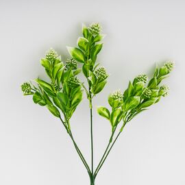 Искусственная зеленая ветвь с белыми соцветиями, 32 см, изображение 2 ᐒ купить на  ❤ Like7km.com.ua