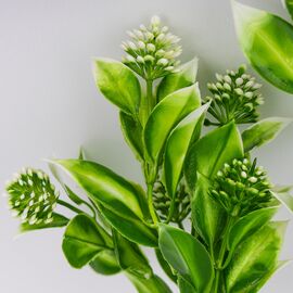 Искусственная зеленая ветвь с белыми соцветиями, 32 см, изображение 3 ᐒ купить на  ❤ Like7km.com.ua