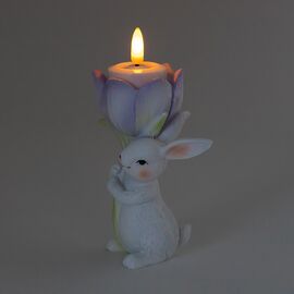 Подсвечник "Кролик с фиолетовым тюльпаном", 12,5 см, изображение 2 ᐒ купить на  ❤ Like7km.com.ua