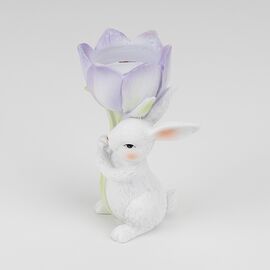 Подсвечник "Кролик с фиолетовым тюльпаном", 12,5 см, изображение 3 ᐒ купить на  ❤ Like7km.com.ua