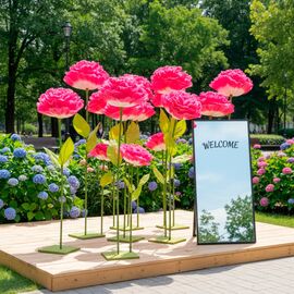 Большие ростовые декоративные цветы на стойке, розовые, 155 см, изображение 5 ᐒ купить на  ❤ Like7km.com.ua