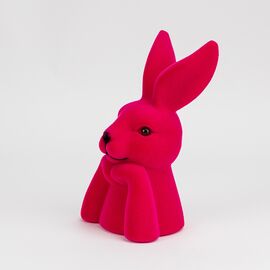 Фигурка флоковая "Пасхальный зайчик", темно-розовая, 25 см, изображение 2 ᐒ купить на  ❤ Like7km.com.ua