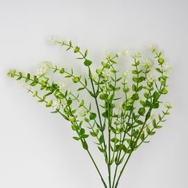 Искусственная зеленая ветвь с белыми соцветиями, 35 см, изображение 3 ᐒ купить на  ❤ Like7km.com.ua