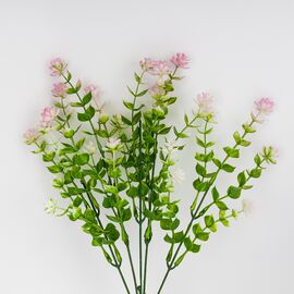 Искусственная зеленая ветвь с розовыми соцветиями, 35 см, изображение 2 ᐒ купить на  ❤ Like7km.com.ua