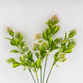 Искусственная зеленая ветвь с розовыми соцветиями, 35 см, изображение 2 ᐒ купить на  ❤ Like7km.com.ua