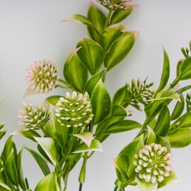 Искусственная зеленая ветвь с розовыми соцветиями, 35 см, изображение 3 ᐒ купить на  ❤ Like7km.com.ua