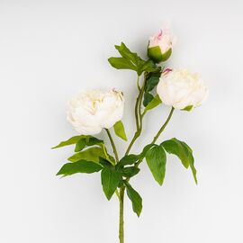 Искусственный пион с 3 бутонами с эффектом живого прикосновения, белый, 80 см, изображение 2 ᐒ купить на  ❤ Like7km.com.ua