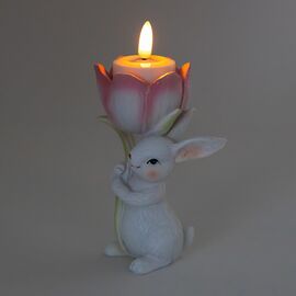 Подсвечник "Кролик с розовым тюльпаном", 12,5 см, изображение 2 ᐒ купить на  ❤ Like7km.com.ua