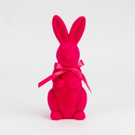 Фигурка флоковая "Пасхальный зайчик", темно-розовая, 23 см, изображение 3 ᐒ купить на  ❤ Like7km.com.ua