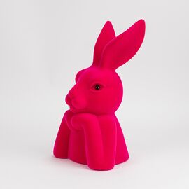 Фигурка флоковая "Пасхальный зайчик", темно-розовая, 40 см, изображение 2 ᐒ купить на  ❤ Like7km.com.ua