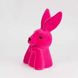 Фигурка флоковая "Пасхальный зайчик", розовая, 25 см, изображение 2 ᐒ купить на  ❤ Like7km.com.ua