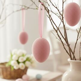 Набор из 3 подвесных флоковых крашанок, розовый, 9,5 см, изображение 3 ᐒ купить на  ❤ Like7km.com.ua