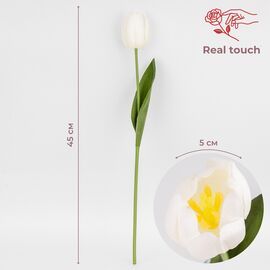 Искусственный тюльпан с эффектом живого прикосновения, белый, 45 см, изображение 4 ᐒ купить на  ❤ Like7km.com.ua