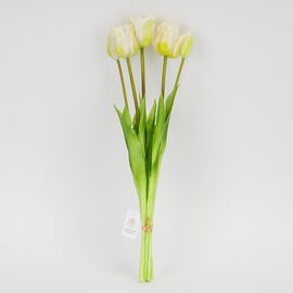 Букет латексных тюльпанов, 5 бутонов, бело-зеленый, 49 см, изображение 4 ᐒ купить на  ❤ Like7km.com.ua