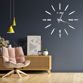 3Д часы настенные, серебряные, изображение 2 ᐒ купить на  ❤ Like7km.com.ua