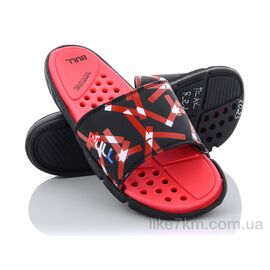 Шлепанцы мужские Лето R023  black-red (6 пар р.40-45) "Obuvok" оптом со склада 7км ᐒ купить на  ❤ Like7km.com.ua