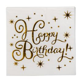 Набор салфеток "Happy Birthday", 20 шт, золотой, 16,5 см ᐒ купить на  ❤ Like7km.com.ua