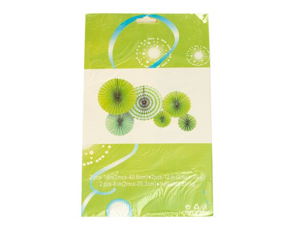 Набор з 6 бумажных вееров ,бело-зеленых ᐒ купить на  ❤ Like7km.com.ua