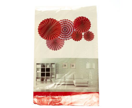 Набор з 6 бумажных вееров ,  красный ᐒ купить на  ❤ Like7km.com.ua